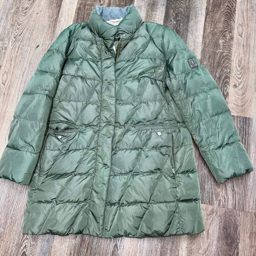 Vintage Bogner Down Sharkskin Green Quilted Puffer Coat